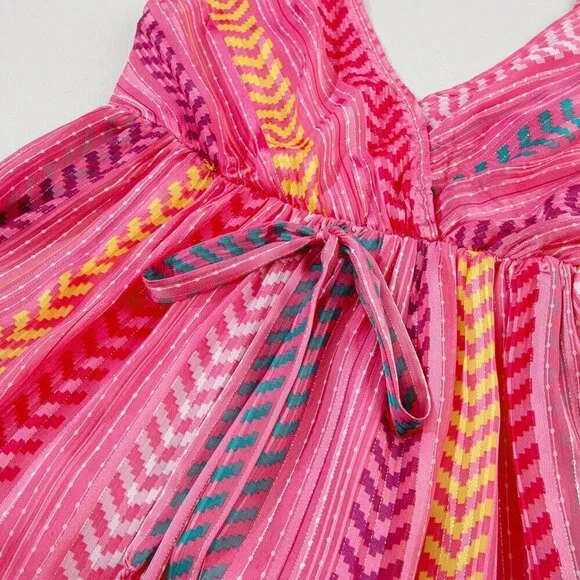 Hot Pink Boho Women's Western Geometric Tie Ruffle Halter Long Dress - Picture 8 of 8